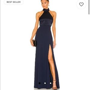 Navy Halter Gown - Size 4- Cinq à Sept - Alexandra